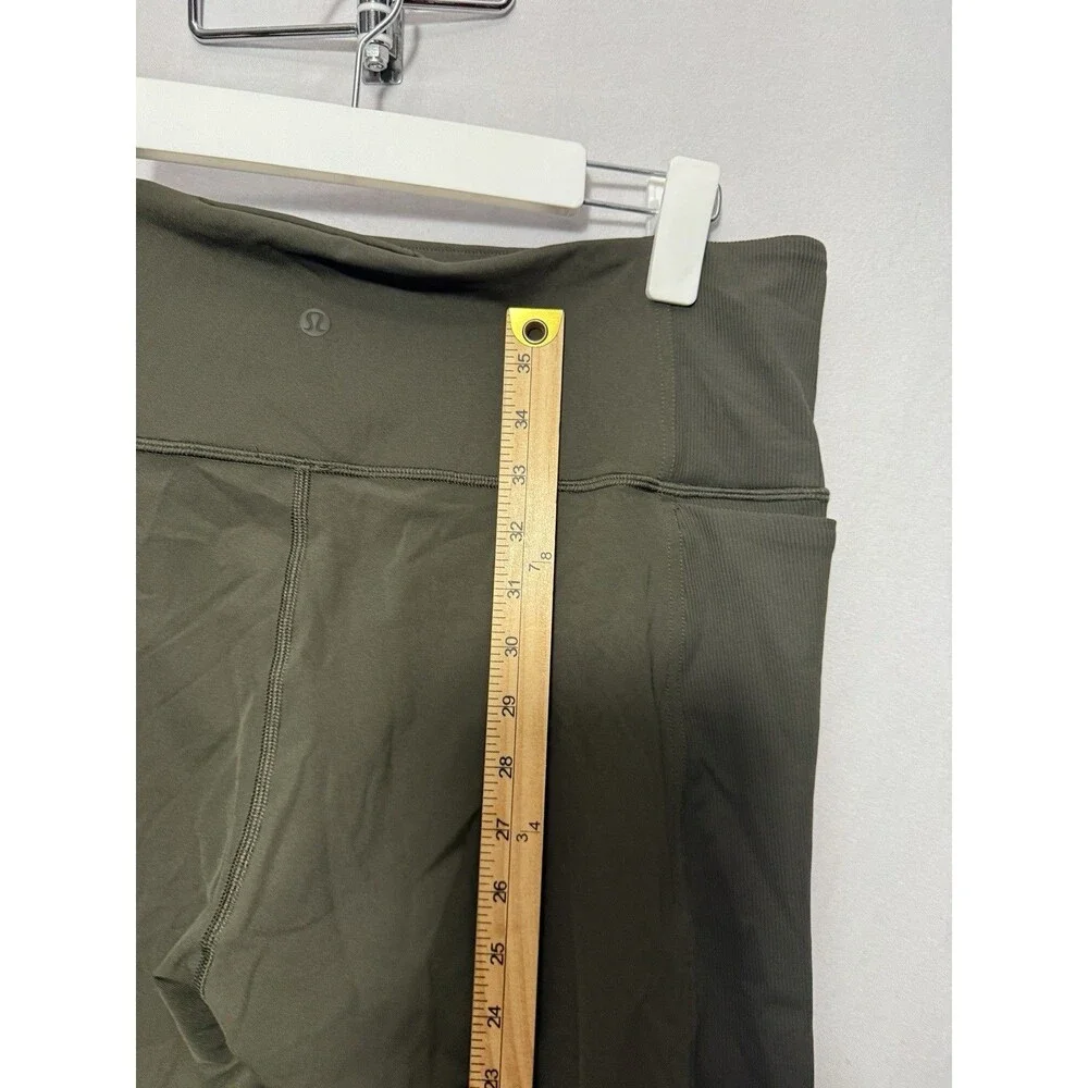 Lululemon Wunder Under Rib 28 Leggings Women 14 Dark Olive High Rise Pockets